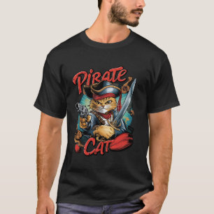 Camiseta Gato Pirata Vintage Divertido Halloween Jolly Roge