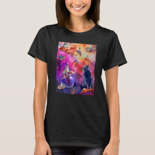 Camiseta Gato Pizza Espaço Galáxia  Gato No Espaço Comendo 