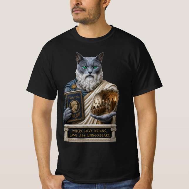 Camiseta Gato Plato Azul Russo (Frente)