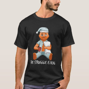 Camiseta Gato Preguiçoso Cansado A Luta Está Saindo