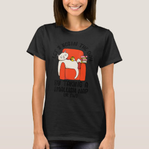 Camiseta Gato Preguiçoso Deitado No Sofá Piada de Sarcasm