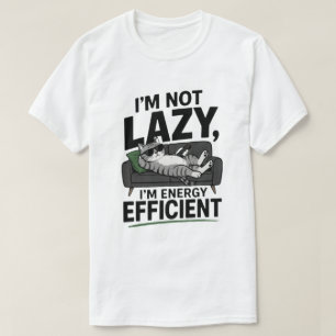 Camiseta Gato Preguiçoso Divertido Não Preguiçoso Eficiente