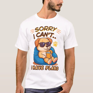 Camiseta Gato Preguiçoso Engraçado – Desculpe, Não Posso, T
