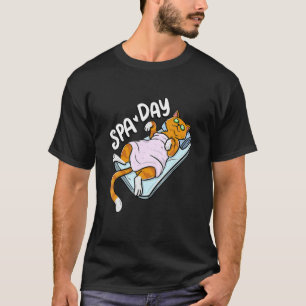 Camiseta Gato Preguiçoso Gato Gato Bonito Spa Dia Bem-Estar