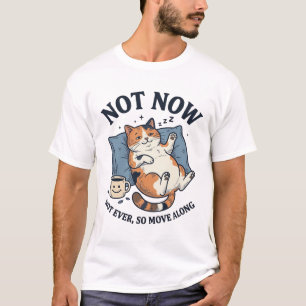 Camiseta Gato Preguiçoso Não Agora Gravura Vintage Design d