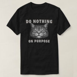 Camiseta Gato Preguiçoso "Não Faz Nada" Minimalista Diverti