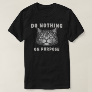 Camiseta Gato Preguiçoso "Não Faz Nada" Minimalista Diverti