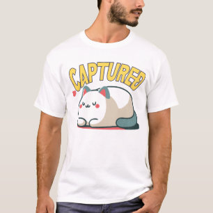 Camiseta Gato Preguiçoso Pego – Cartoon Sarcástico Divertid