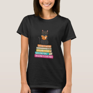 Camiseta Gato Preto "Alérgico a Pessoas Estúpidas" Livro Di