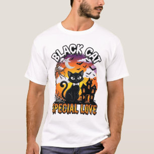 Camiseta Gato Preto Amor Especial Halloween Casa Assombrada