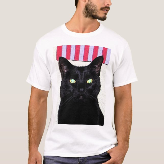Camiseta Gato preto/azul branco vermelho (Frente)