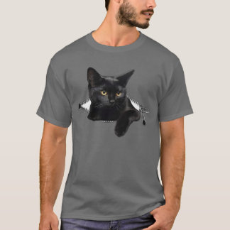 Camiseta Gato preto-branco