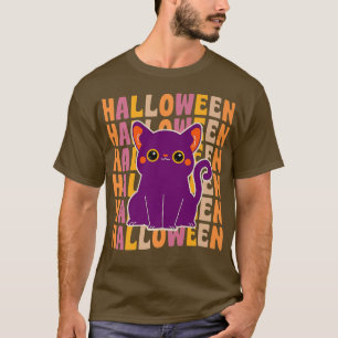 Camiseta Gato preto branco, 70s e 80s, estilo retrorreflect