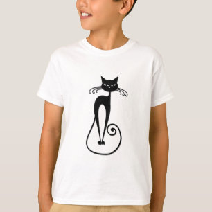 Camiseta Gato preto branco e magro