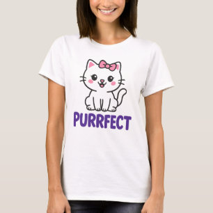 Camiseta Gato preto-branco em vestido cor-de-rosa - PURRFEC