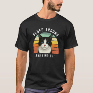 Camiseta Gato Preto Branco Engraçado Humor Sarcástico Fluff