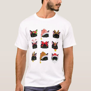 Camiseta Gato Preto Cachorro Natal Gato Leve Natal Feliz Na