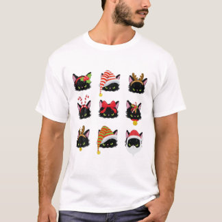 Camiseta Gato Preto Cachorro Natal Gato Leve Natal Feliz Na