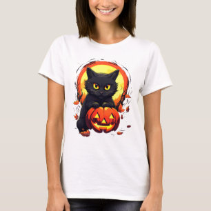 Camiseta Gato Preto Cinto Chato de Lua Pumpkin Moderno Hall