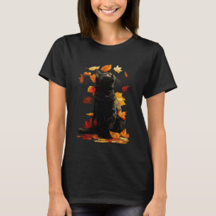 Camiseta Gato Preto com Folhas de Outono Felino Outono Ae