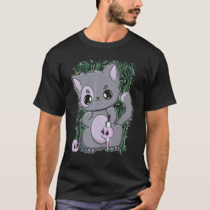 Camiseta Gato Preto Com Item Mágico Para Yandere E Lovecore