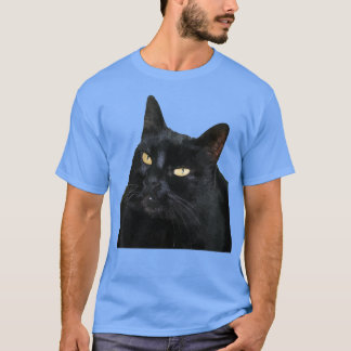 Camiseta Gato Preto Com Lindos Olhos Amarelos Vetor Art Cu