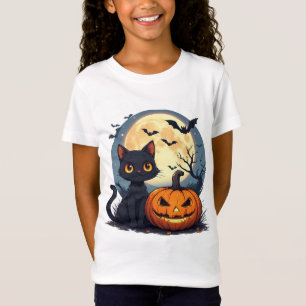 Camiseta Gato Preto Com Morcegos Voadores Halloween 🎃
