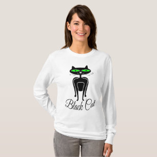 Camiseta Gato preto com olhos verdes