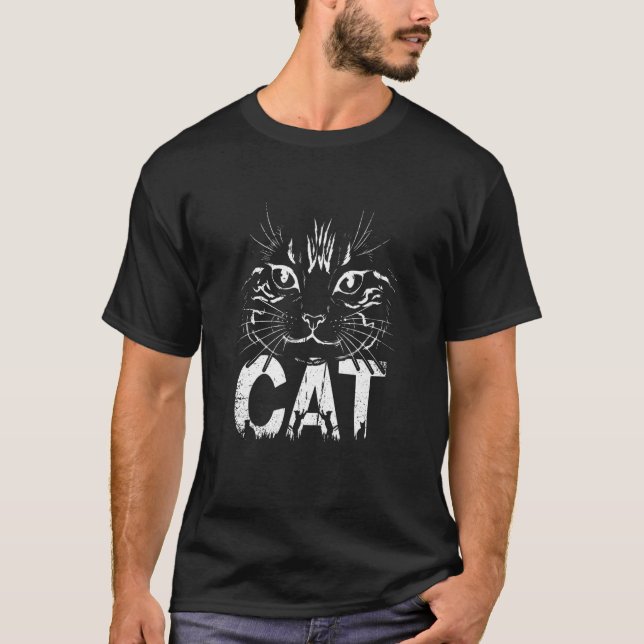 Camiseta Gato Preto Com Rosto de Gato 1 (Frente)