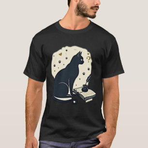 Camiseta Gato Preto Curioso Abra o Livro