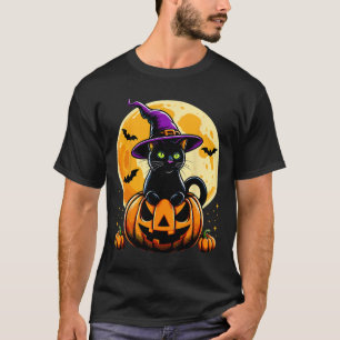 Camiseta Gato Preto de Abóbora do Halloween