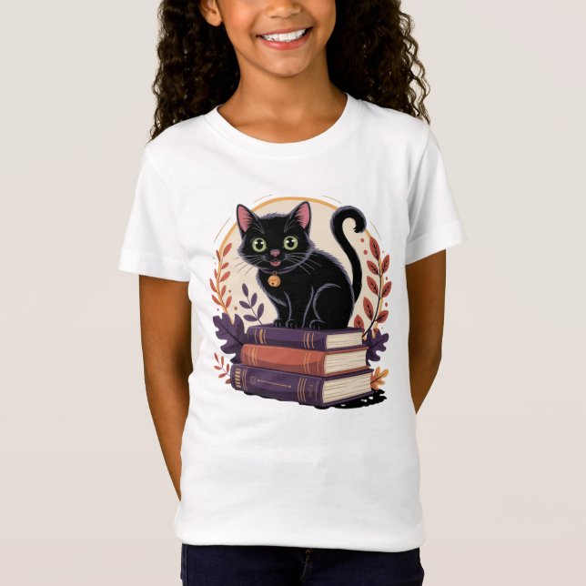 Camiseta Gato Preto de Bookish - Camisa-T para Crianças (Frente)