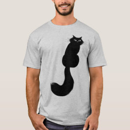 Camiseta Gato Preto De Cabelo Longo Olhando Para O Ombro