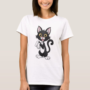 Camiseta Gato preto de desenho com olhos amarelos brilhante