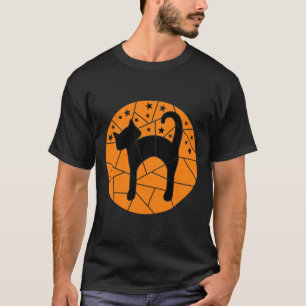 Camiseta Gato Preto de Fogueira Bonito de Dia das Bruxas de