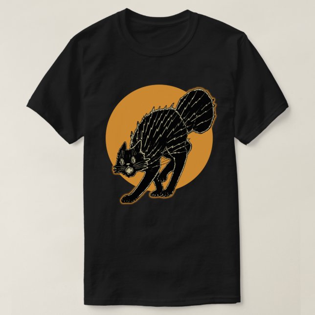 Camiseta Gato Preto de Halloween (Frente do Design)