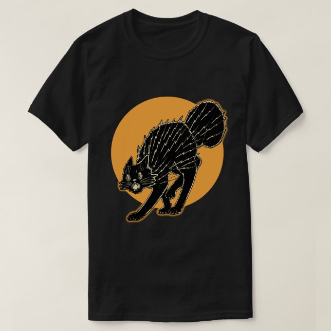 Camiseta Gato Preto de Halloween (Frente do Design)