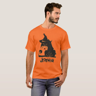 Camiseta Gato Preto de Halloween Bruxa Aranhas Assustadoras
