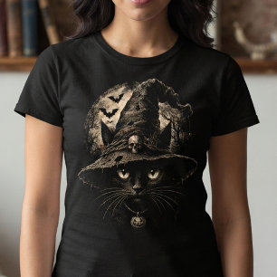 Camiseta Gato Preto de Halloween com Chapéu de Bruxa, Morce