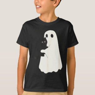Camiseta Gato Preto de Halloween e Gatos Fantasmas Retrô