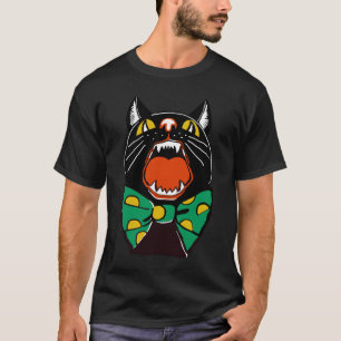 Camiseta Gato Preto De Halloween Que Se Media Com Grande Po