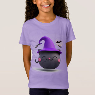 Camiseta Gato Preto de Halloween Vestido como um Chapéu de 