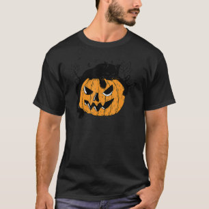 Camiseta Gato Preto De Mão-De-Obra Na Gota De Halloween
