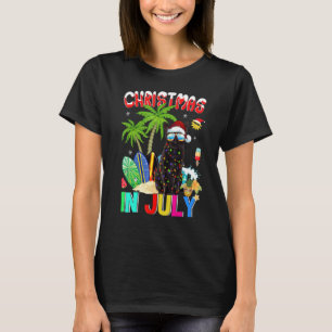 Camiseta Gato Preto de Óculos de Sol com Chapéu de Papai No