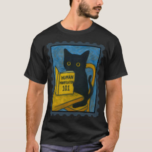 Camiseta Gato Preto de Van Gogh Lendo Manipulação Humana Di
