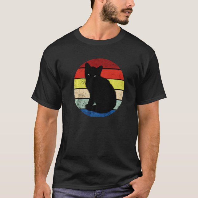 Camiseta Gato Preto de Vintage Retroativo (Frente)