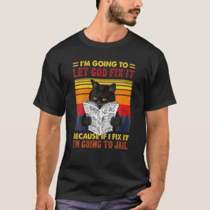 Camiseta Gato Preto Deixe Deus Consertar Isso Kitten Devora