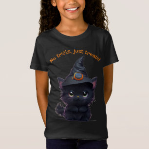 Camiseta Gato preto Dia de as Bruxas engraçado bonito