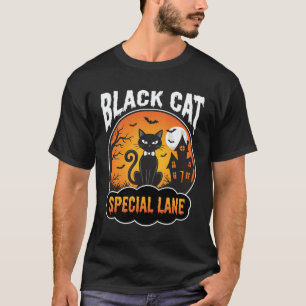 Camiseta Gato Preto do Dia das Bruxas Casa Assombrada Proje
