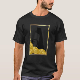 Camiseta Gato Preto do Estilo do Leste Asiático Funky em Qu